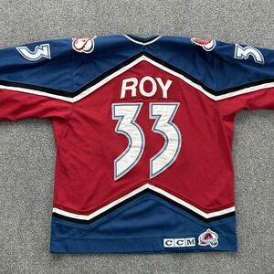 Vintage Colorado Avalanche Jersey Mens L Red NHL Hockey CCM Roy 33 Canada 90s